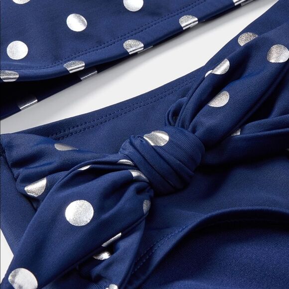 Foil dot scalloped one shoulder bikini - Picture 2 of 14